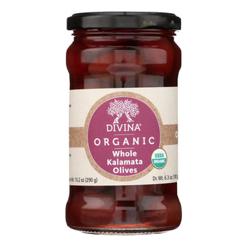 Divina - Organic Kalamata Olives - Case Of 6 - 6.35 Oz. - Maras Green