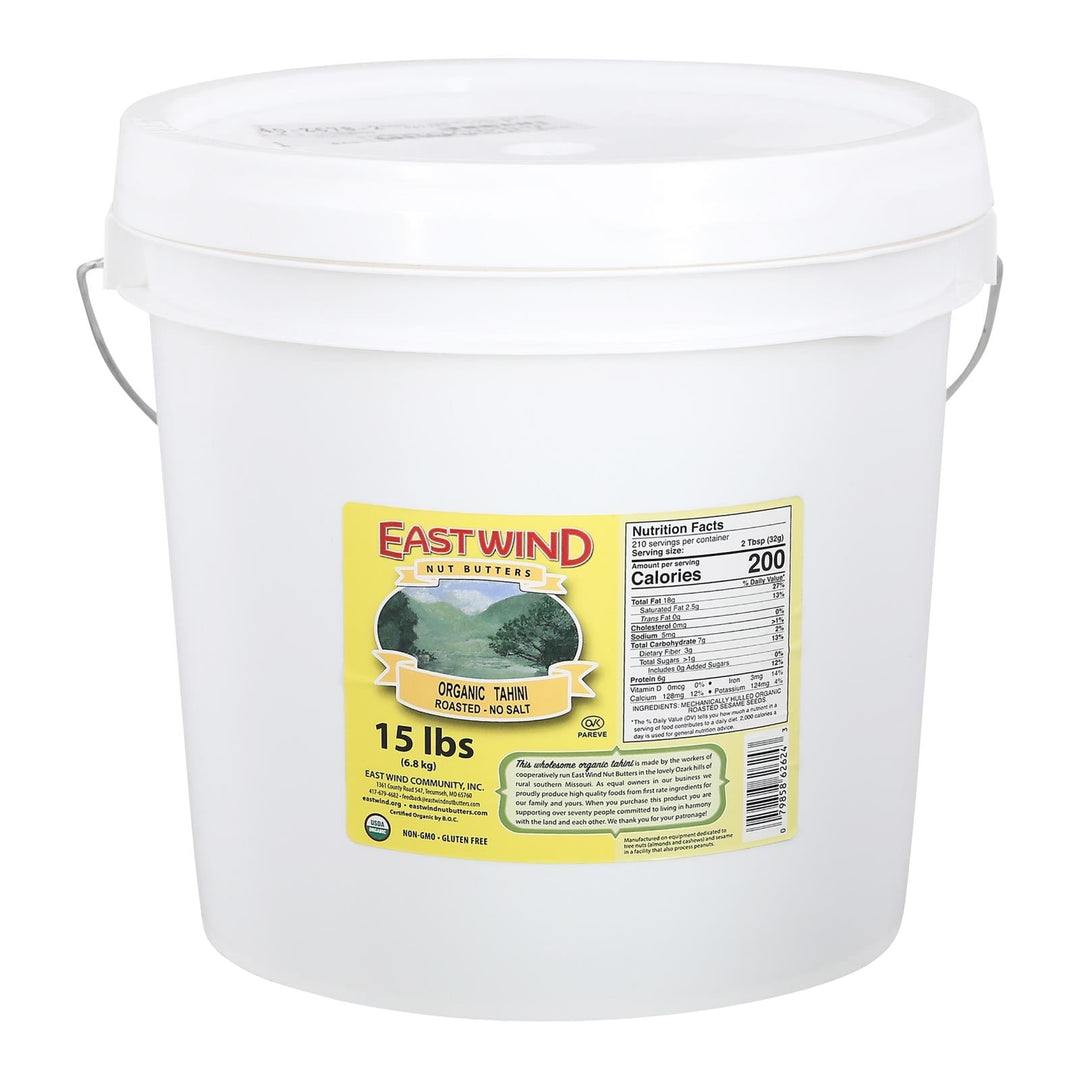 East Wind 100% Roasted Sesame No Salt Tahini - 15 Lb. - Maras Green