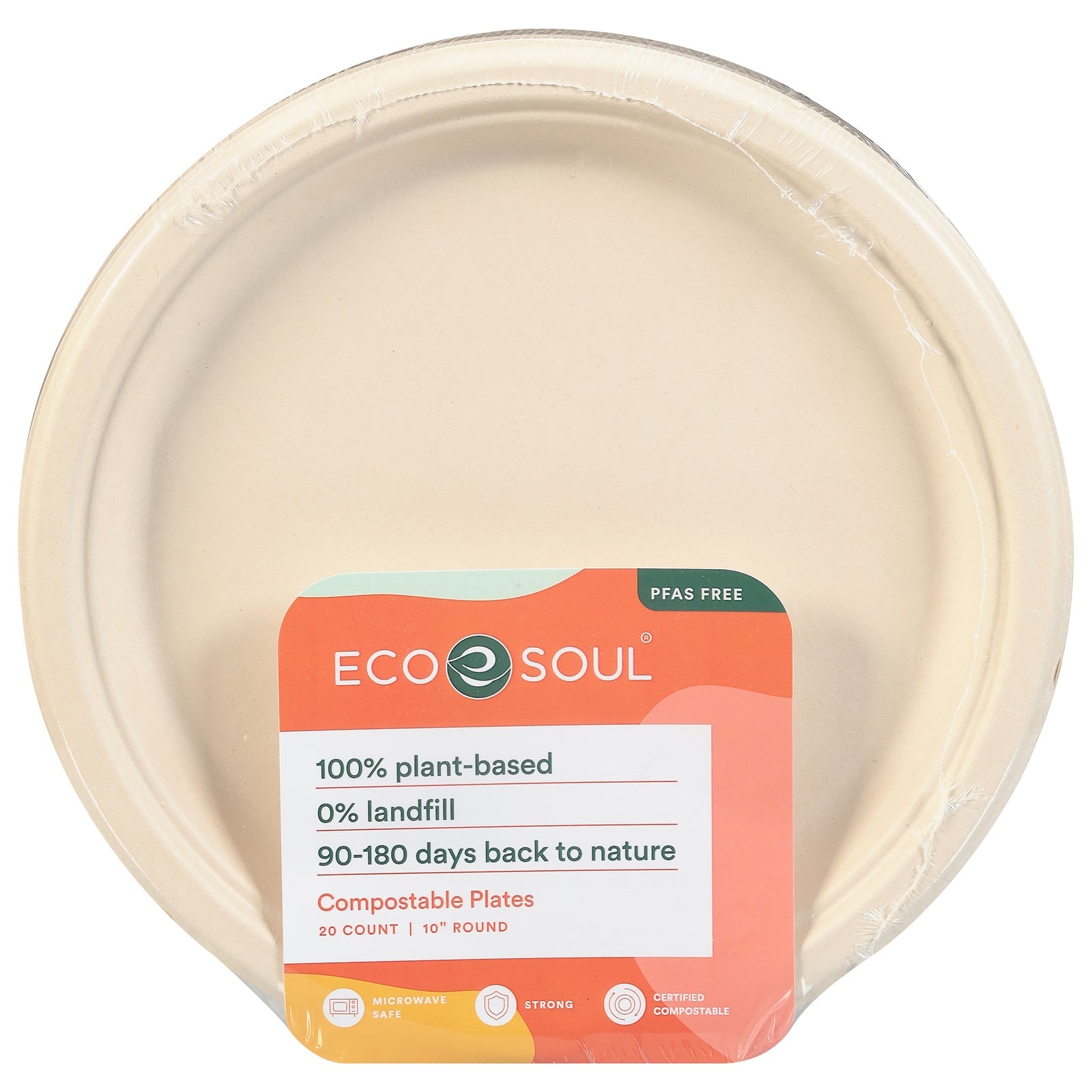 Ecosoul - Rnd Plate 10 Inch Bagasse - Case Of 8 - 20 Ct - Maras Green