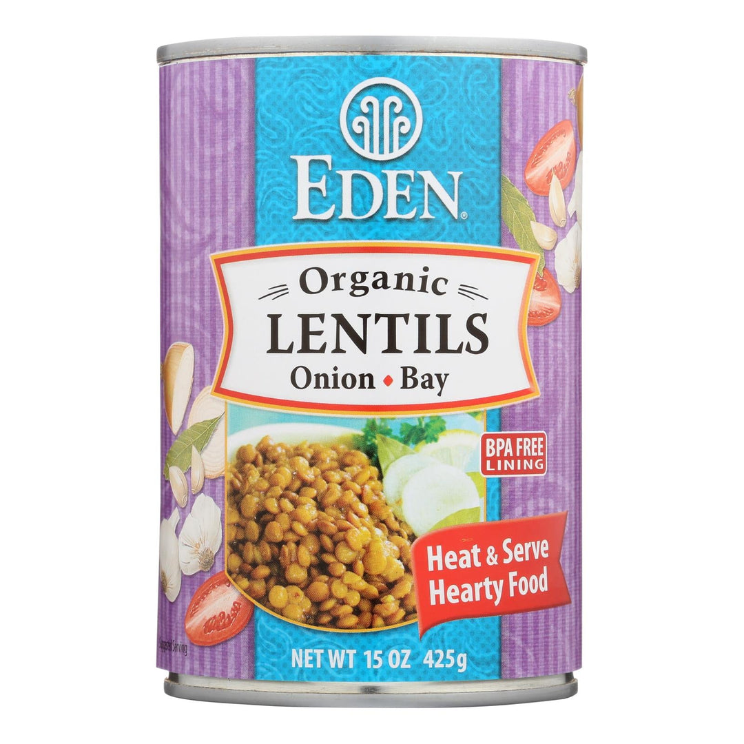 Eden Foods Organic Lentils With Onion And Bay Leaf - Case Of 12 - 15 Oz. - Maras Green