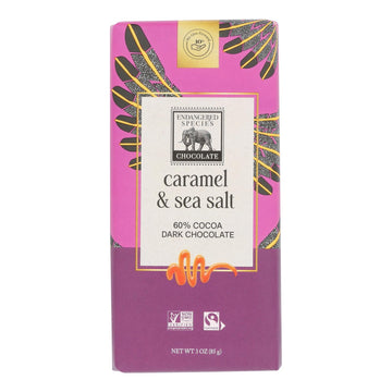 Endangered Species Chocolate Bar - Dark Chocolate - Caramel - Sea Salt - 3 Oz - Case Of 12 - Maras Green