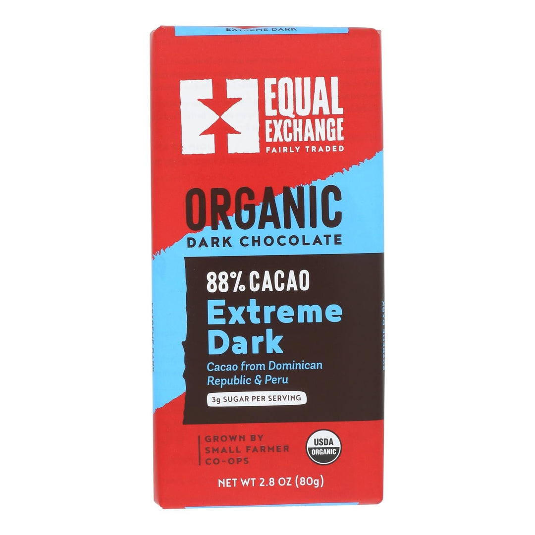 Equal Exchange Organic Chocolate Bar - Extreme Dark - Case Of 12 - 2.8 Oz. - Maras Green