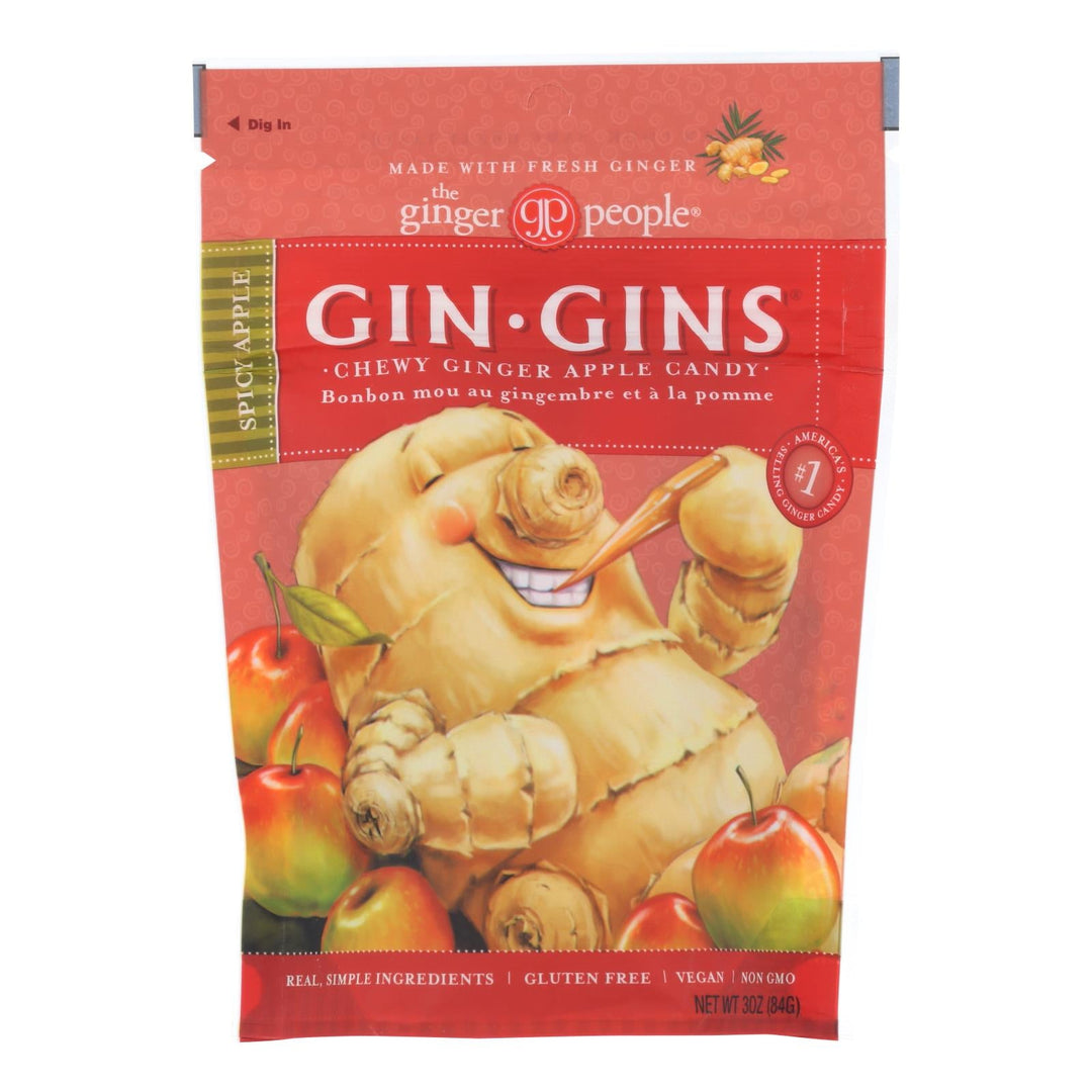 Ginger People Chewy Ginger Candy - Spicy Apple - Case Of 12 - 3 Oz. - Maras Green