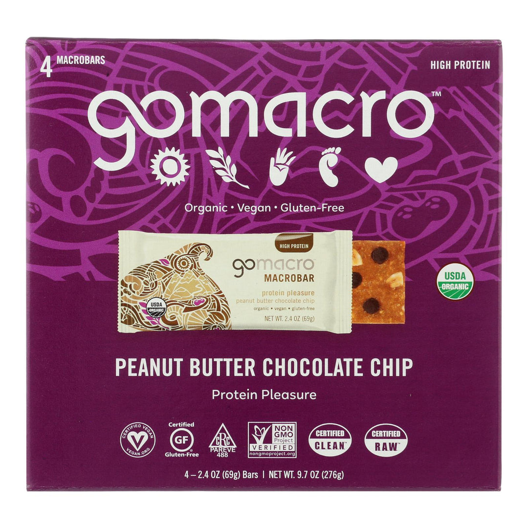 Gomacro - Bar Peanut Butter Cchip - Case Of 7 - 4/2.4 Oz - Maras Green
