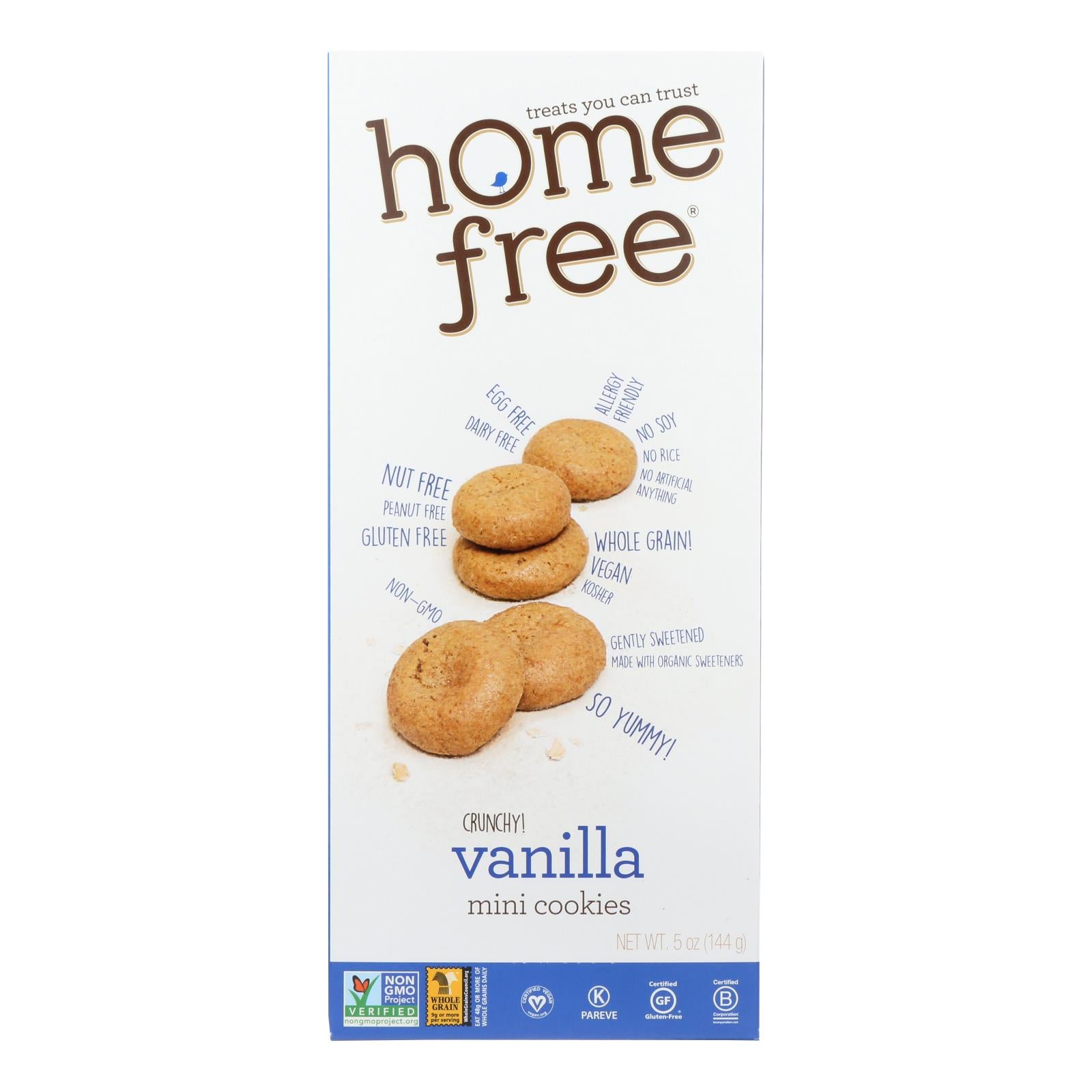 Homefree - Gluten Free Mini Cookies - Vanilla - Case Of 6 - 5 Oz. - Maras Green