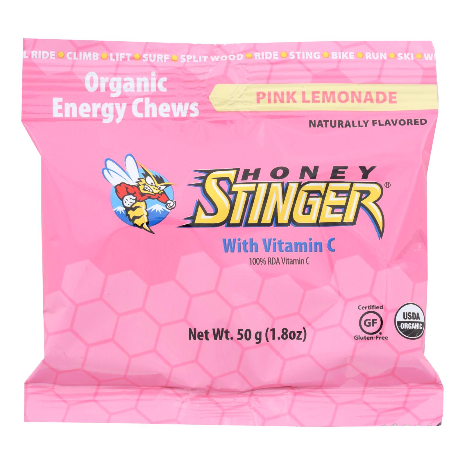 Honey Stinger Energy Chews - Pink Lemonade - Case Of 12 - 1.8 Oz. - Maras Green