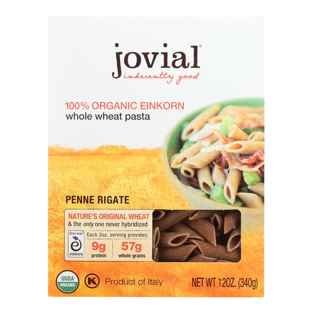 Jovial - Pasta - Organic - Whole Grain Einkorn - Penne Rigate - 12 Oz - Case Of 12 - Maras Green