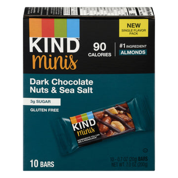Kind - Bar Mini Dark Chocolate Nut Sea Salt - Case Of 8 - 10/.7 Oz - Maras Green