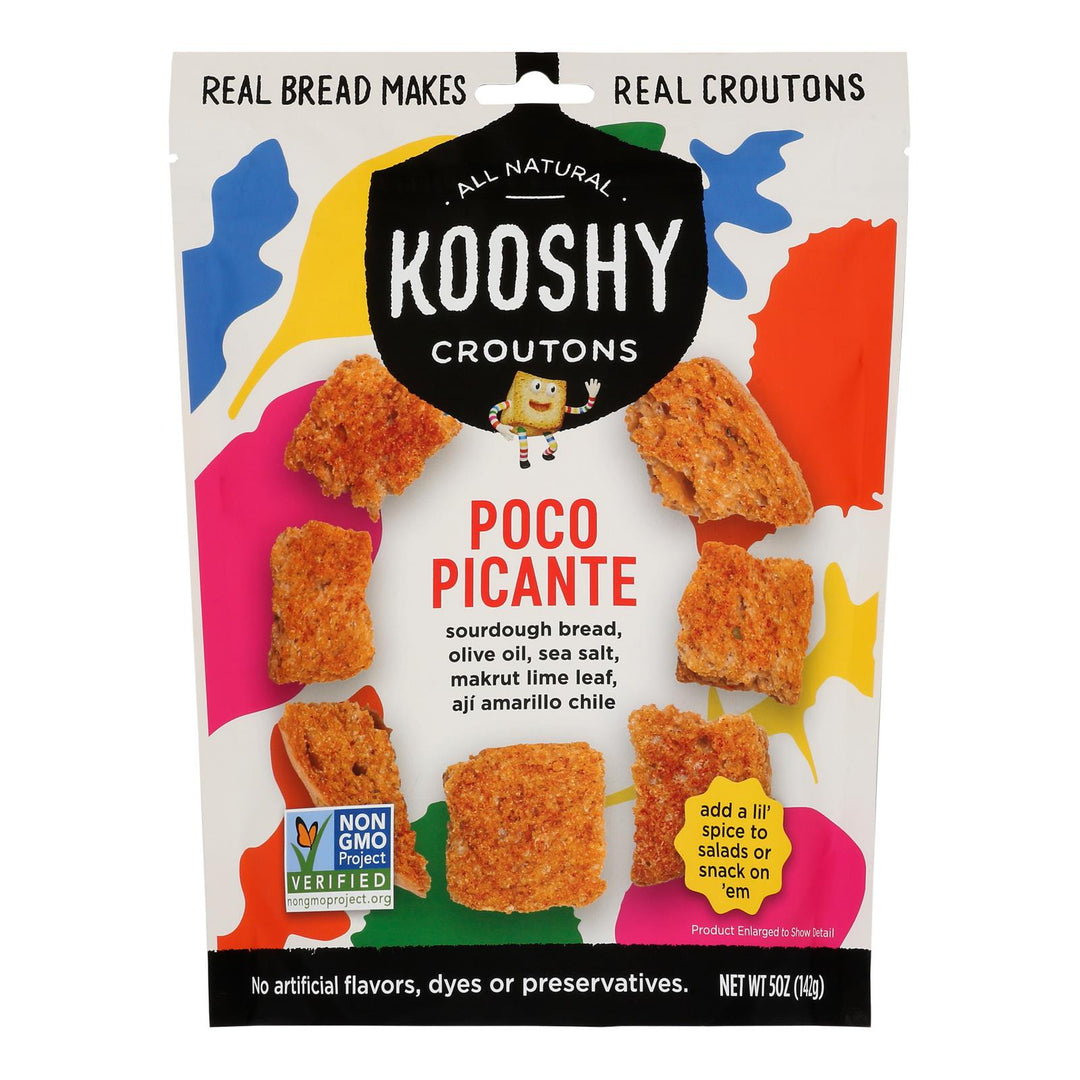 Kooshy Croutons - Poco Picante Croutons - Case Of 6 - 5 Ounces - Maras Green