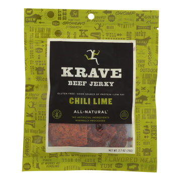 Krave Beef Jerky - Chili Lime - Case Of 8 - 2.7 Oz - Maras Green