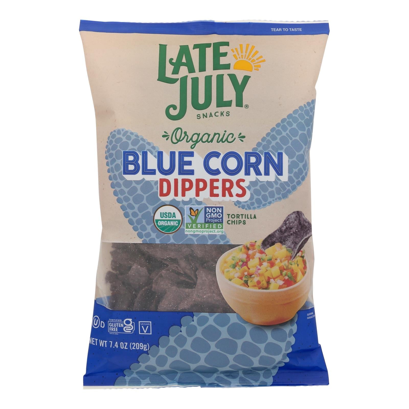 Late July Snacks - Tortchp Dppr Blu Corn - Case Of 9 - 7.4 Oz - Maras Green