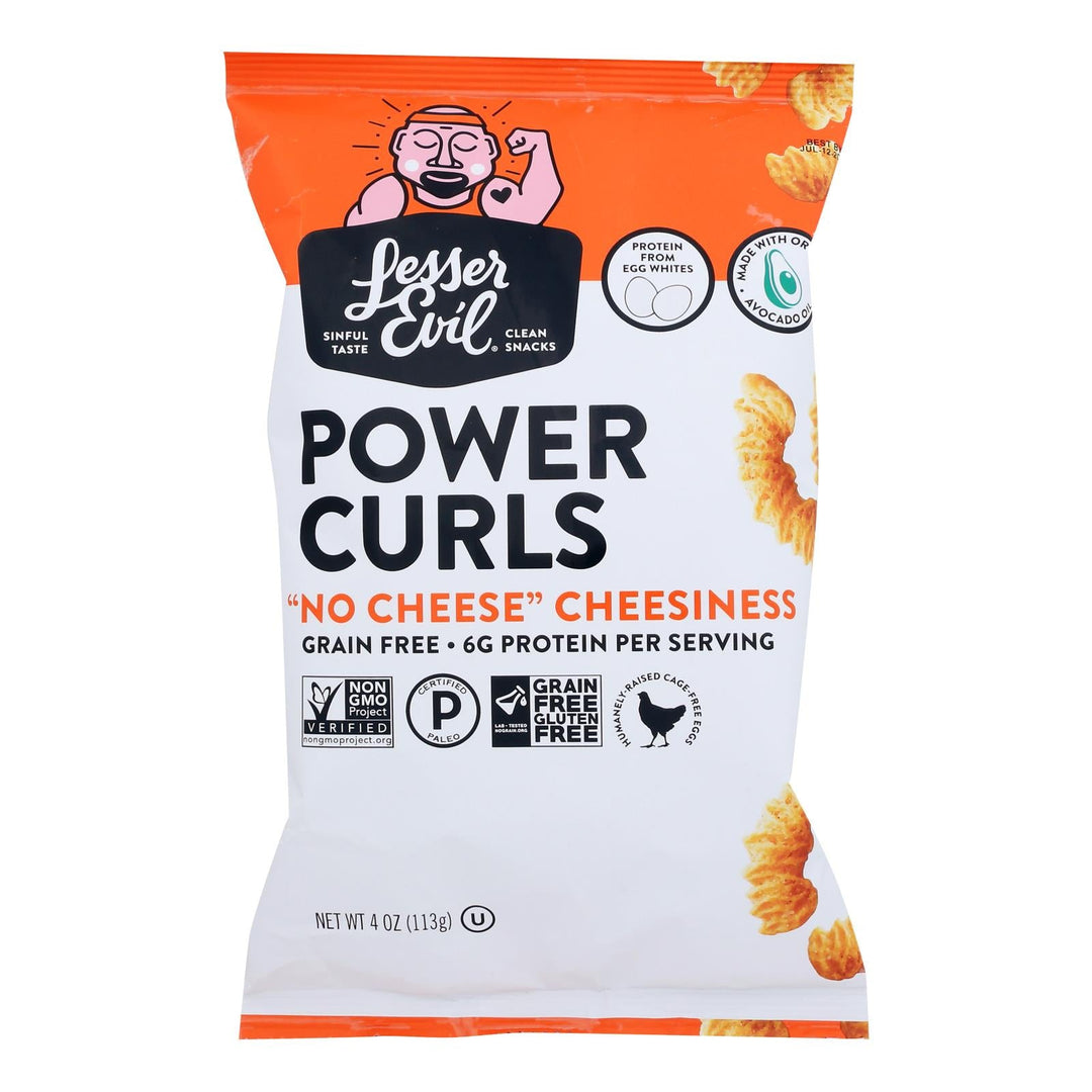 Lesser Evil - Power Curls No - cheese Cheesiness - Case Of 12 - 4 Oz - Maras Green