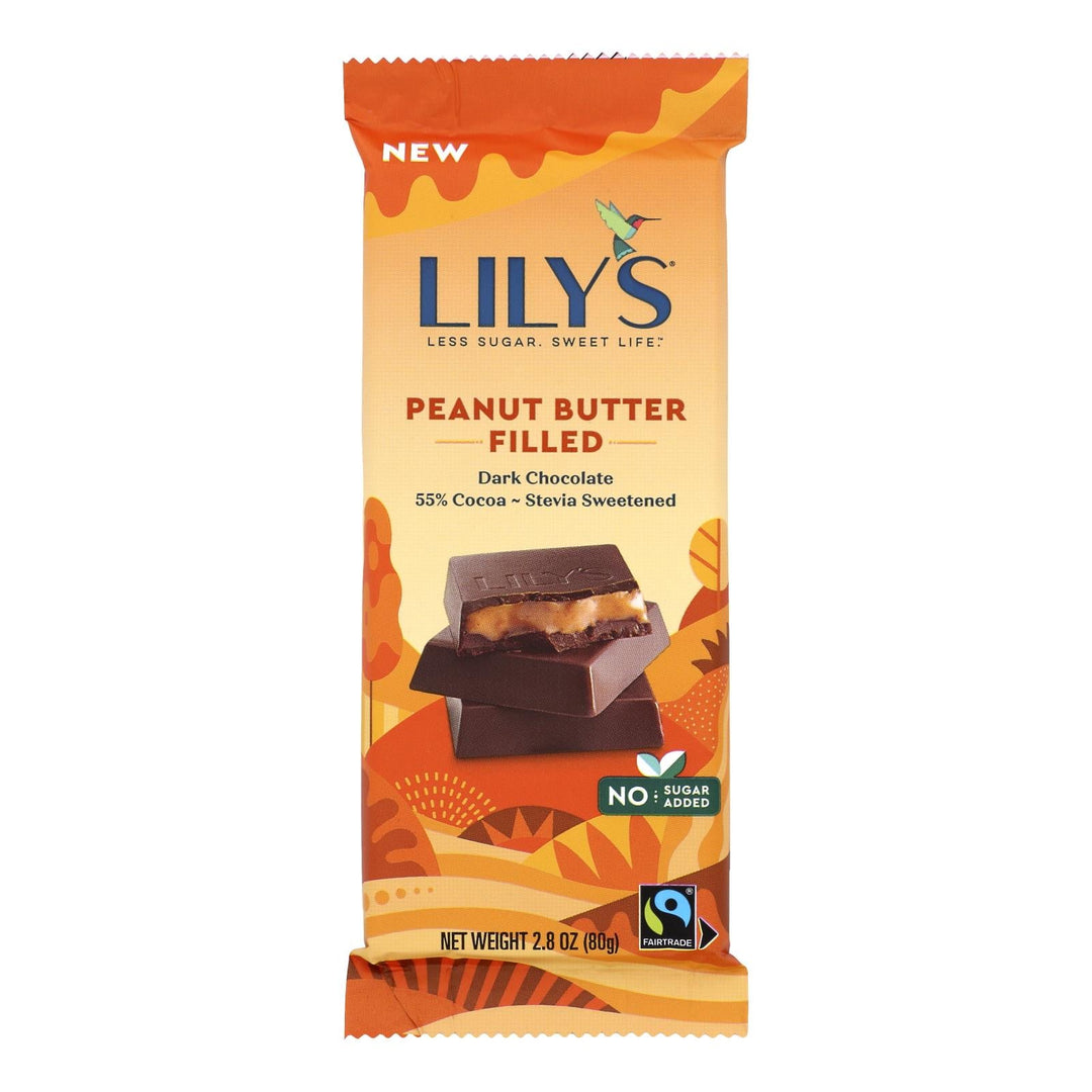 Lilys - Bar Dark Chocolate 55% Peanut Butter - Case Of 12 - 2.8 Oz - Maras Green