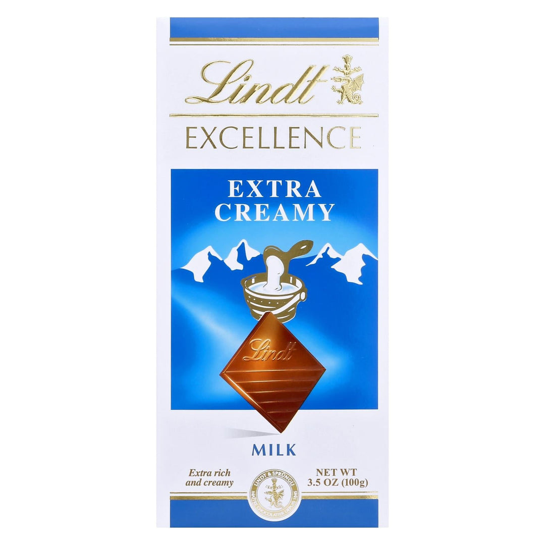 Lindt - Bar Mlk Choc Excel X - crmy - Cs Of 12 - 3.5 Oz - Maras Green