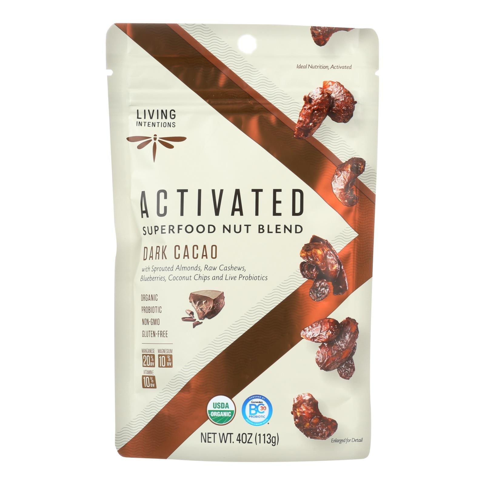 Living Intentions Nut Blend - Sprouted - Dark Cacao - Case Of 6 - 4 Oz - Maras Green