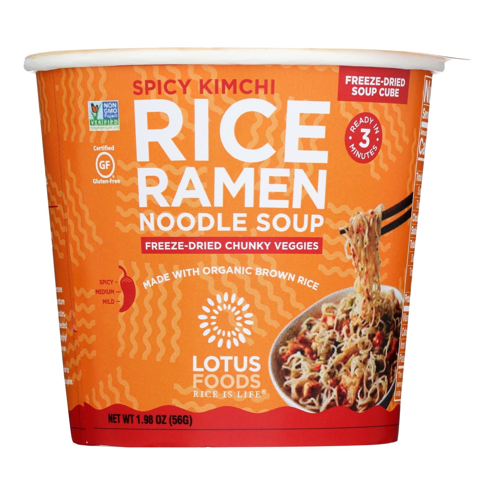 Lotus Foods - Ramen Cup Spicy Kmchi - Case Of 6 - 1.98 Oz - Maras Green