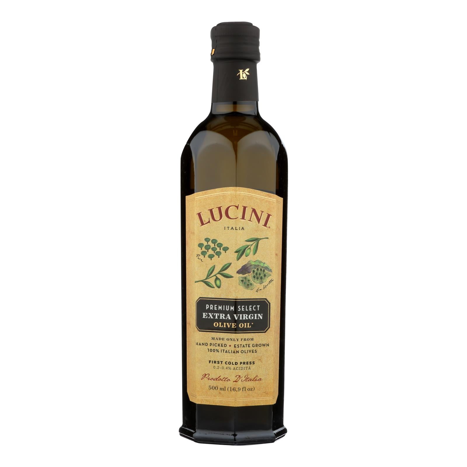 Lucini Italia Premium Select Extra Virgin Olive Oil - Case Of 6 - 17 Fl Oz. - Maras Green