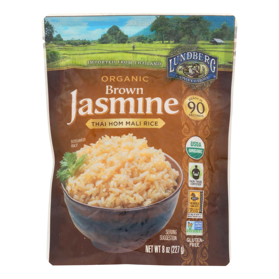 Lundberg Family Farms Organic Thai Rice - Brown Jasmine - Case Of 6 - 8 Oz - Maras Green