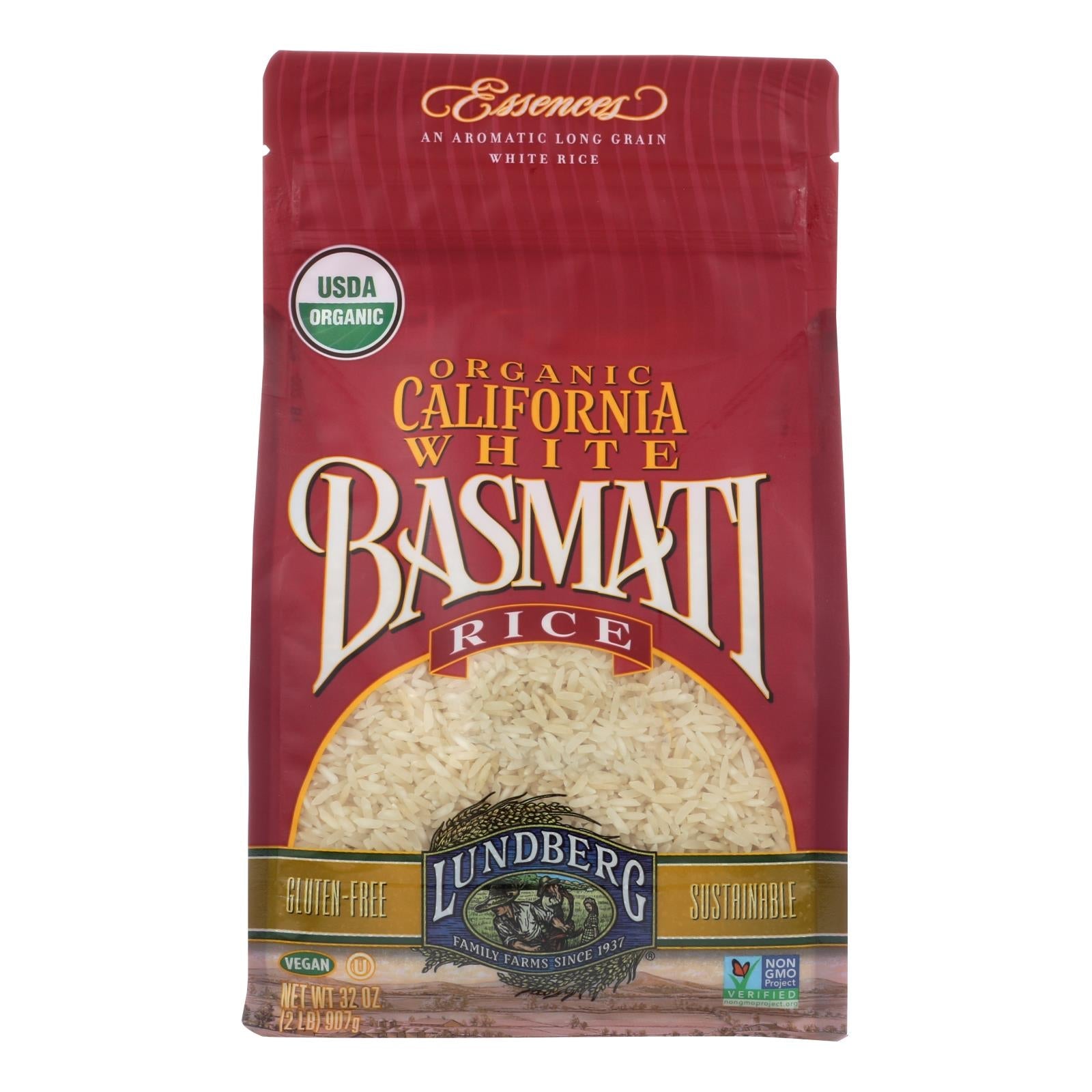 Lundberg Family Farms Organic White Basmati Rice - Case Of 6 - 2 Lb. - Maras Green