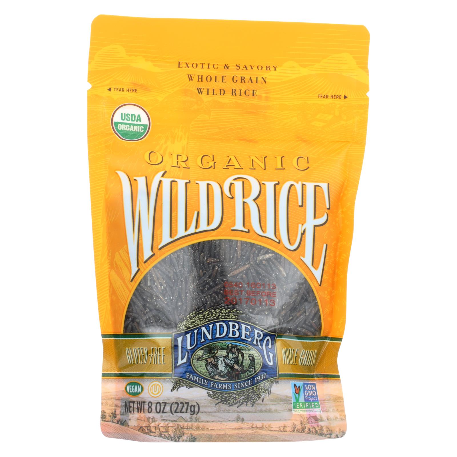Lundberg Family Farms Organic Wild Rice - Case Of 6 - 8 Oz. - Maras Green
