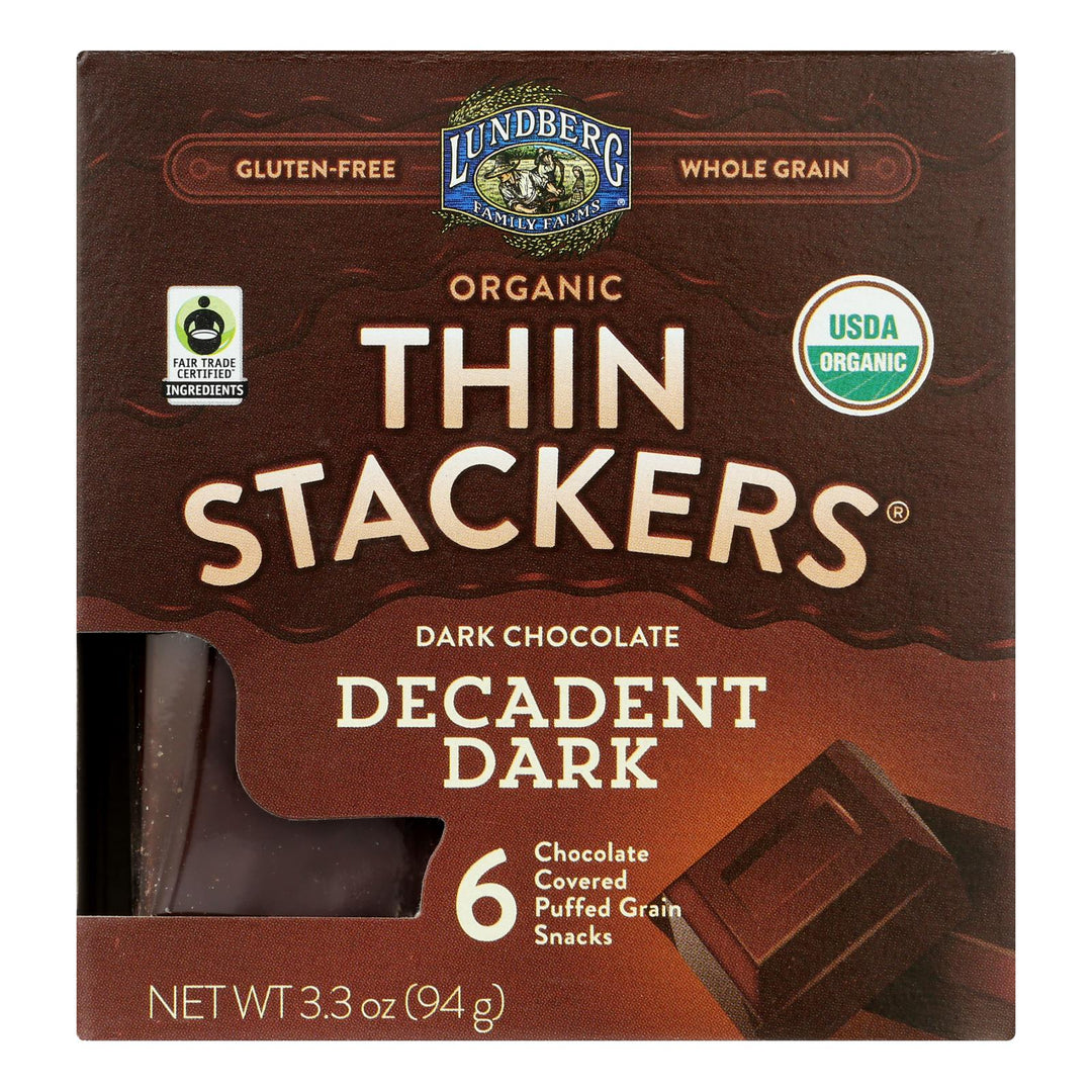 Lundberg Family Farms - Stackers Dark Chocolate - Case Of 6 - 3.3 Oz - Maras Green