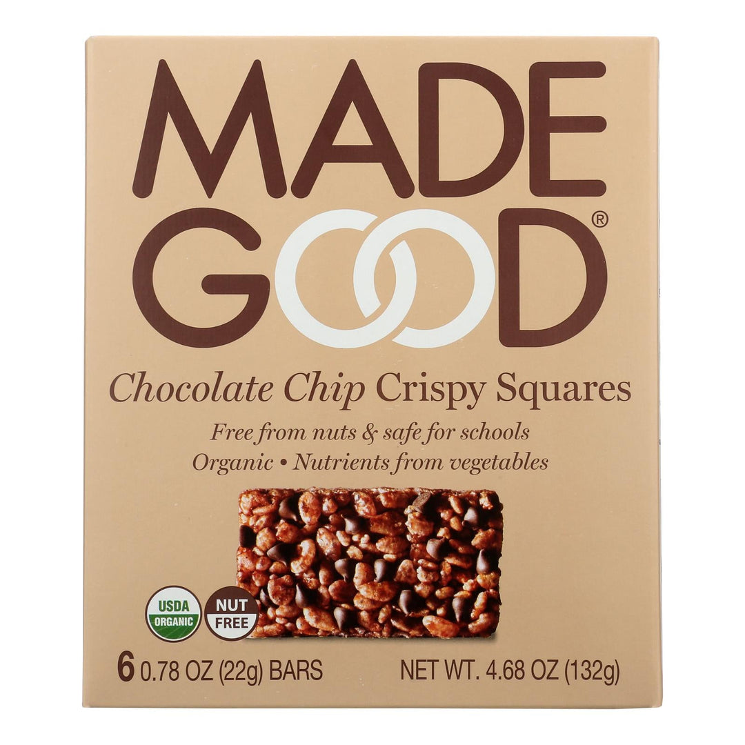 Made Good Crispy Squares - Chocolate Chip - Case Of 6 - 4.68 Oz. - Maras Green