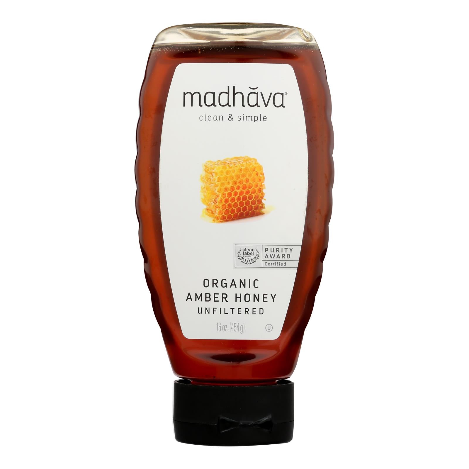Madhava Honey - Honey Lt Amber Squz - Case Of 6 - 16 Oz - Maras Green