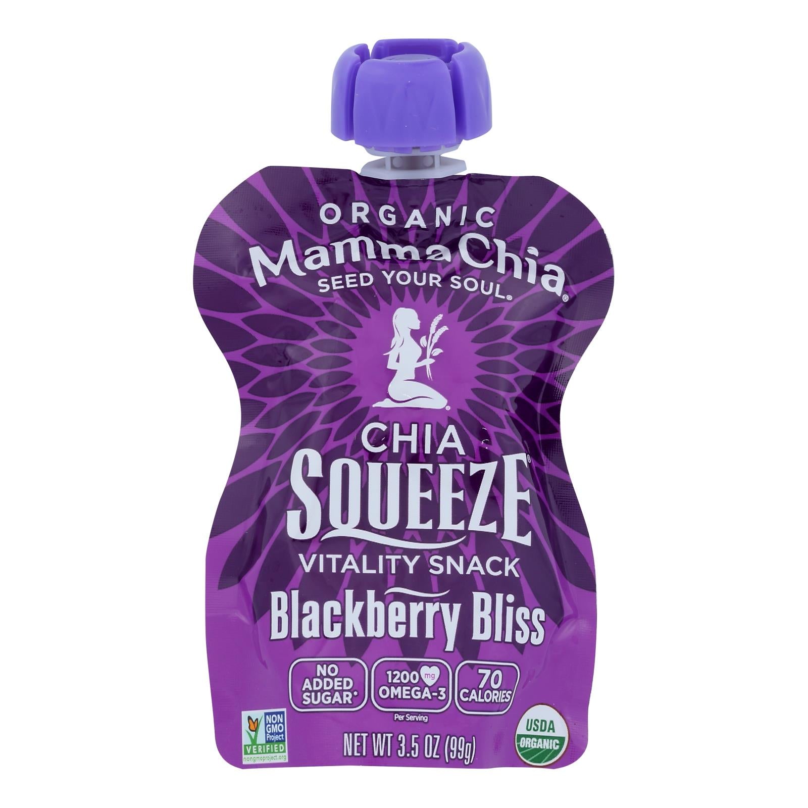 Mamma Chia Squeeze Vitality Snack - Blackberry Bliss - Case Of 16 - 3.5 Oz. - Maras Green