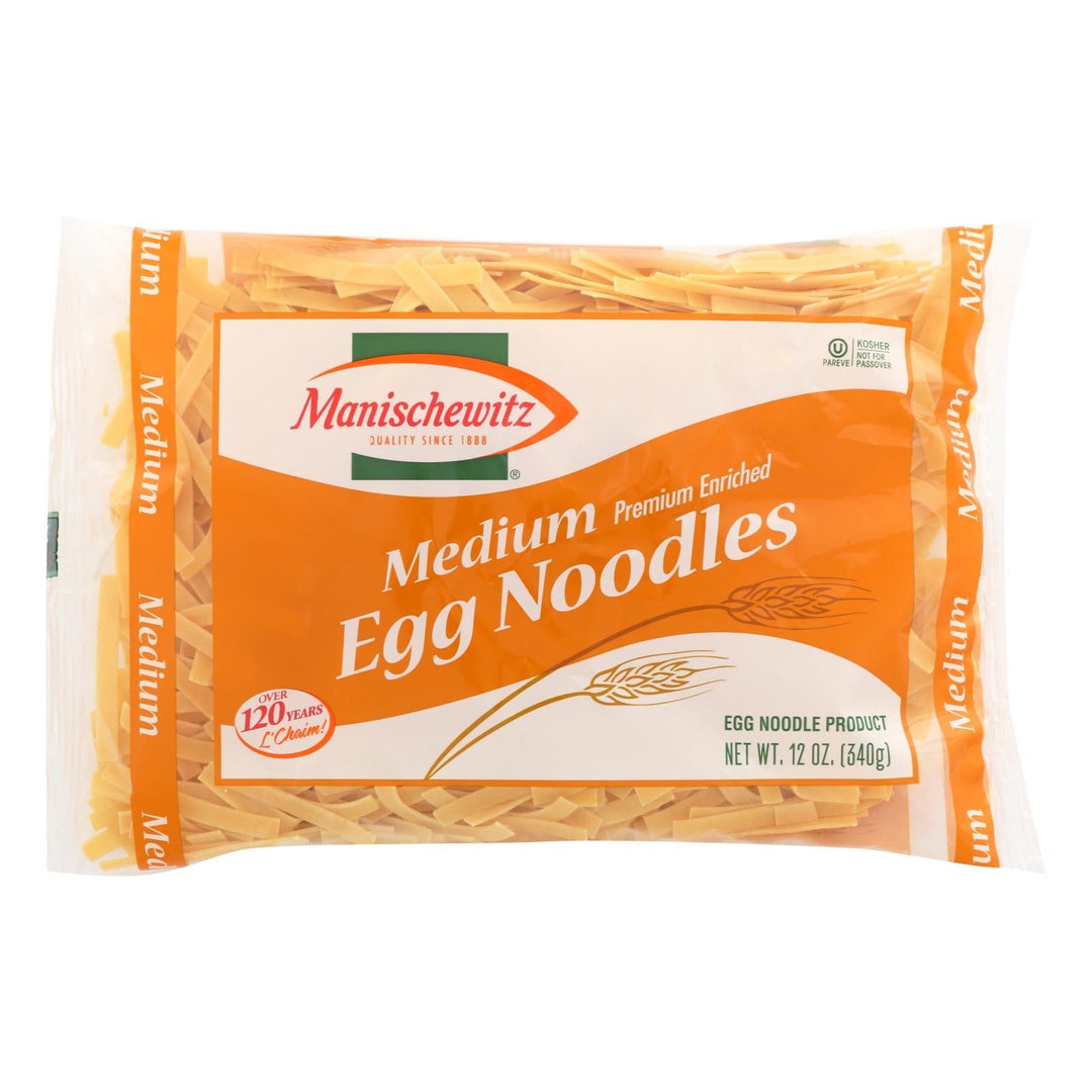 Manischewitz - Egg Noodles - Medium - Case Of 12 - 12 Oz. - Maras Green