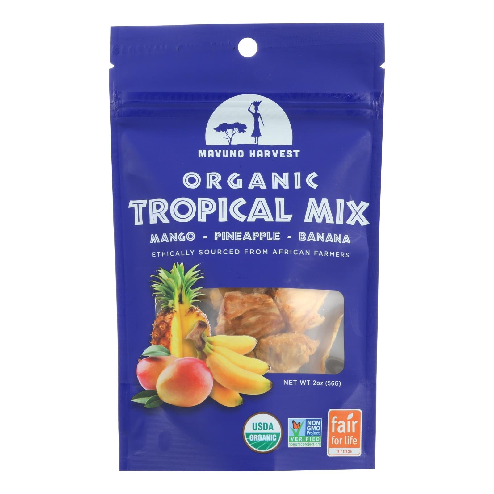 Mavuno Harvest - Organic Dried Fruit - Tropical Mix - Case Of 6 - 2 Oz. - Maras Green