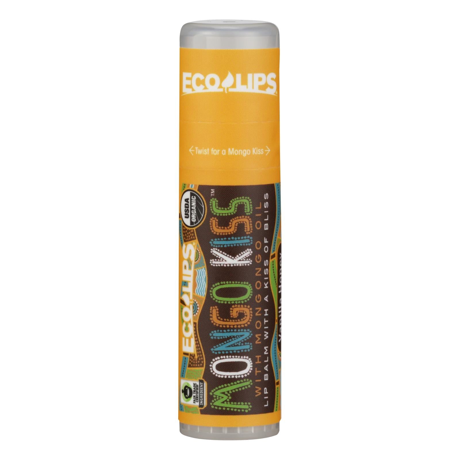 Mongo Kiss Display Center - Lip Balm - Organic - Eco Lips - Vanilla Honey - .25 Oz - Case Of 15 - Maras Green