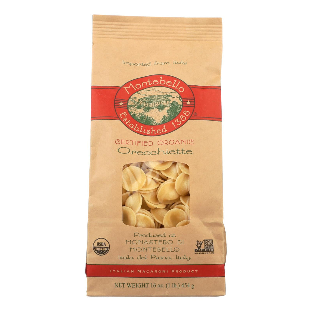 Montebello Organic Pasta - Orecchiette - Case Of 12 - 1 Lb. - Maras Green