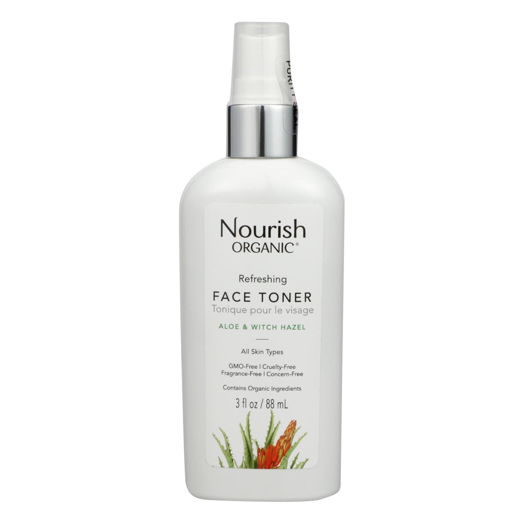 Nourish Organic Face Toner - Refreshing And Balancing - Rosewater And Witch Hazel - 3 Oz - Maras Green