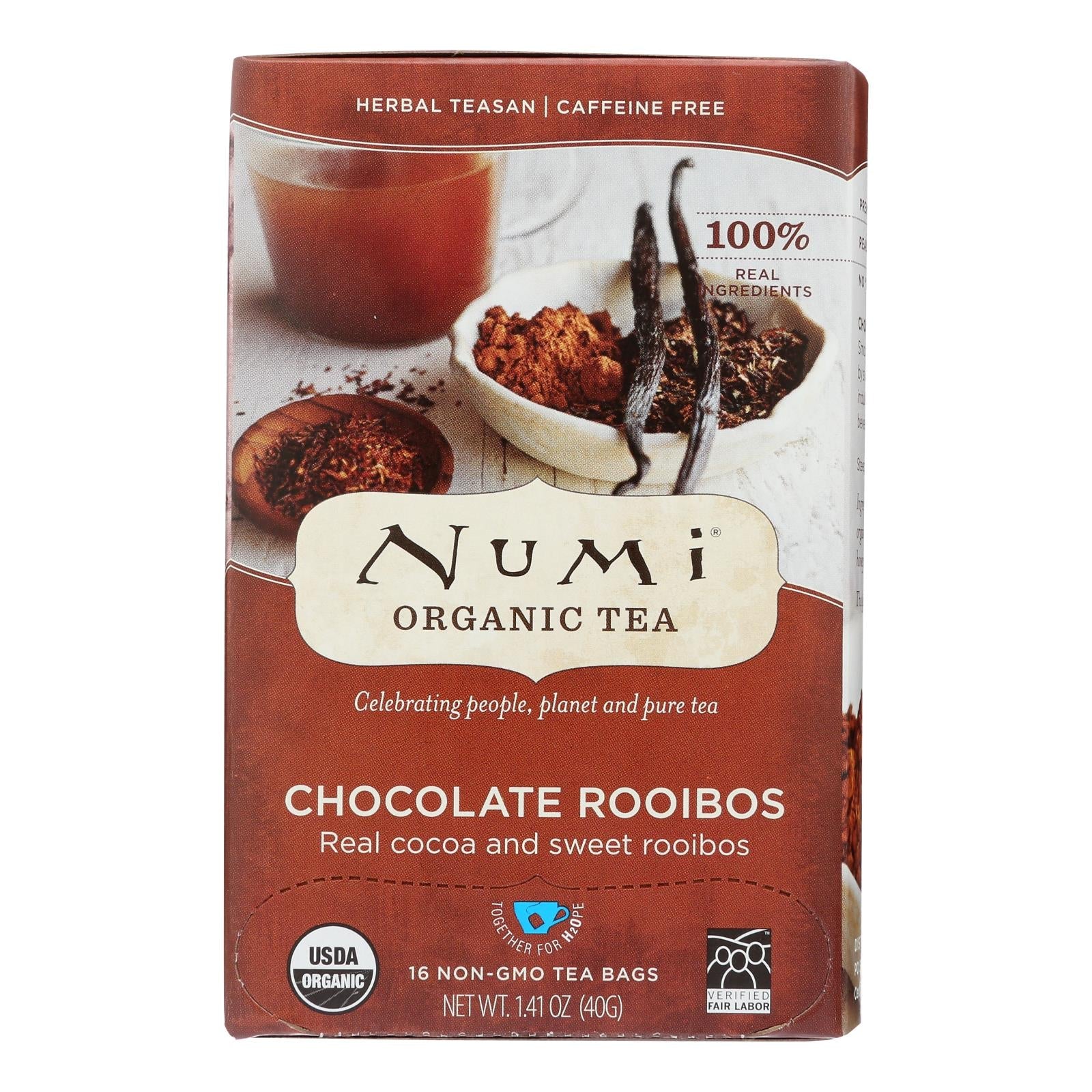Numi Organic Tea Herbal Tea, Chocolate Rooibos - Case Of 6 - 16 Bag - Maras Green