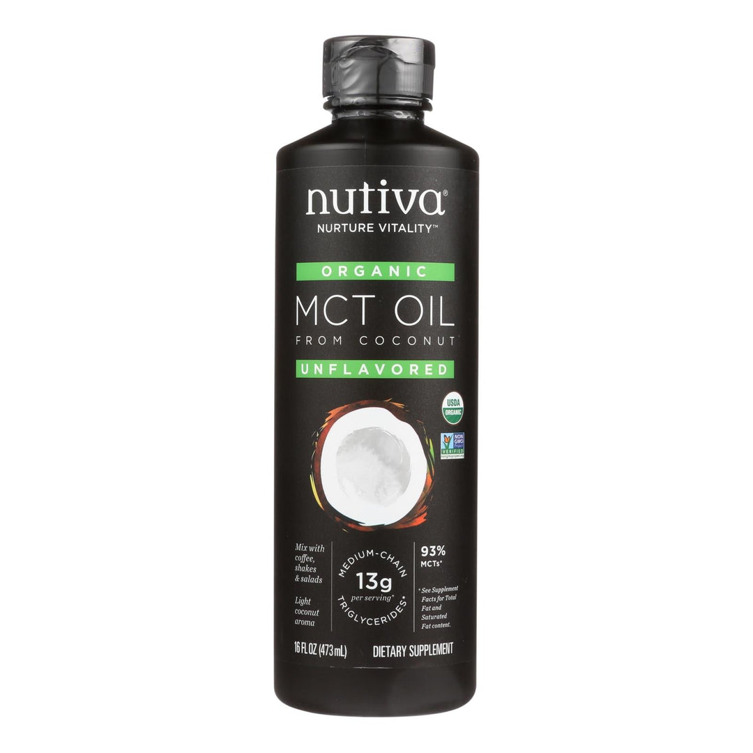 Nutiva 100% Organic Mct Oil - From Coconut - Unflavored - 16 Fl Oz - Maras Green