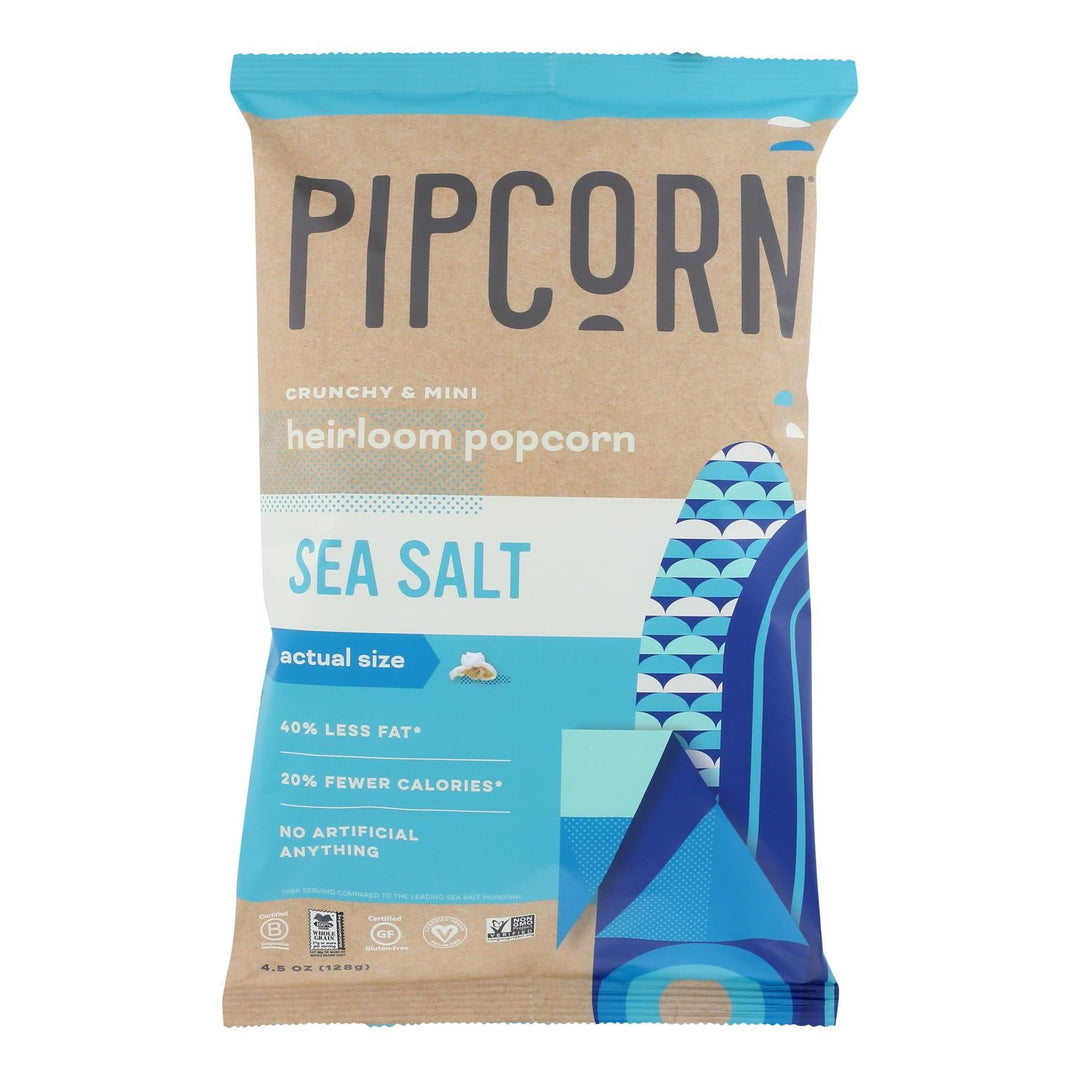 Pipcorn Mini Popcorn - Sea Salt - Case Of 12 - 4 Oz. - Maras Green