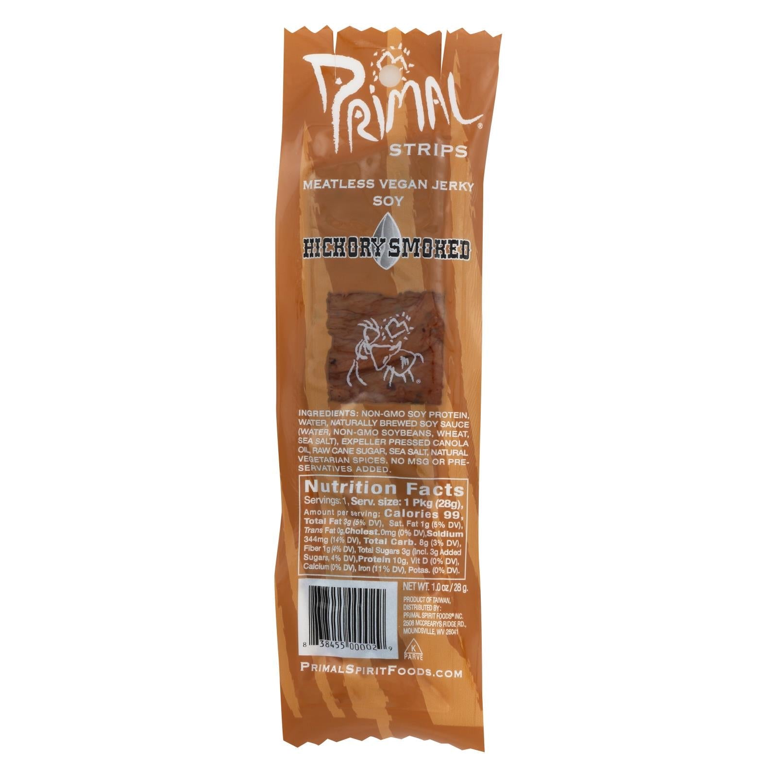 Primal Strips Vegan Jerky - Meatless - Soy - Hickory Smoked - 1 Oz - Case Of 24 - Maras Green