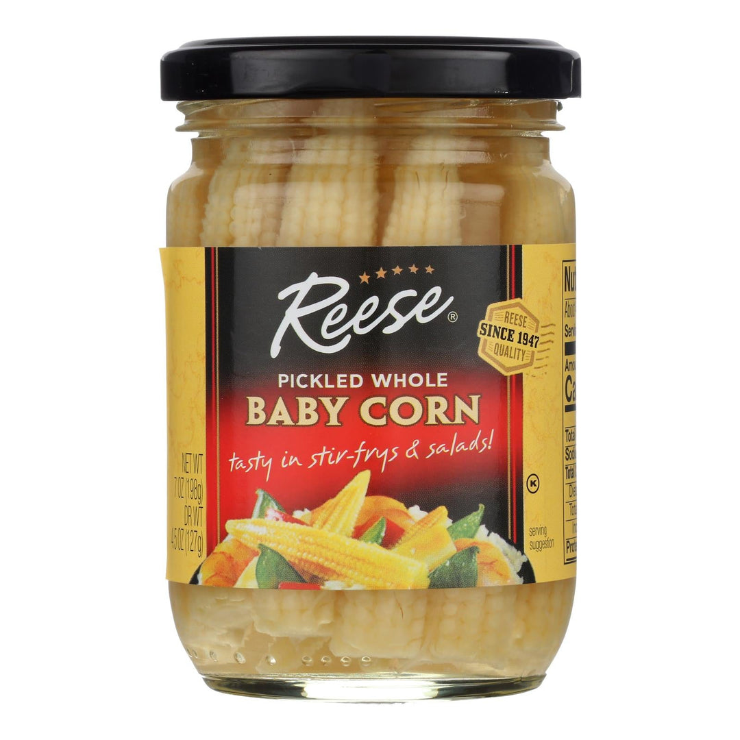 Reese Pickled Whole Baby Corn - Case Of 12 - 7 Oz - Maras Green