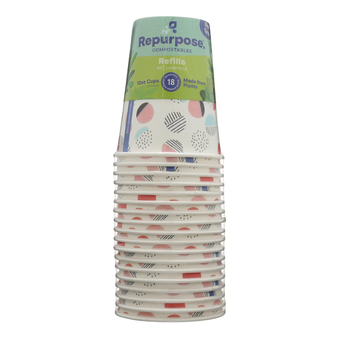 Repurpose - Cups Compostable 12 Oz - Case Of 12 - 18 Ct - Maras Green