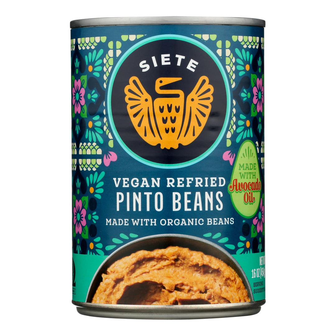 Siete - Beans Pinto Refried - Case Of 12 - 16 Oz - Maras Green