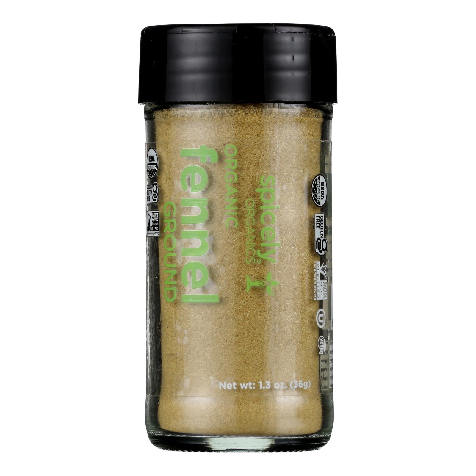Spicely Organics - Organic Fennel - Ground - Case Of 3 - 1.3 Oz. - Maras Green
