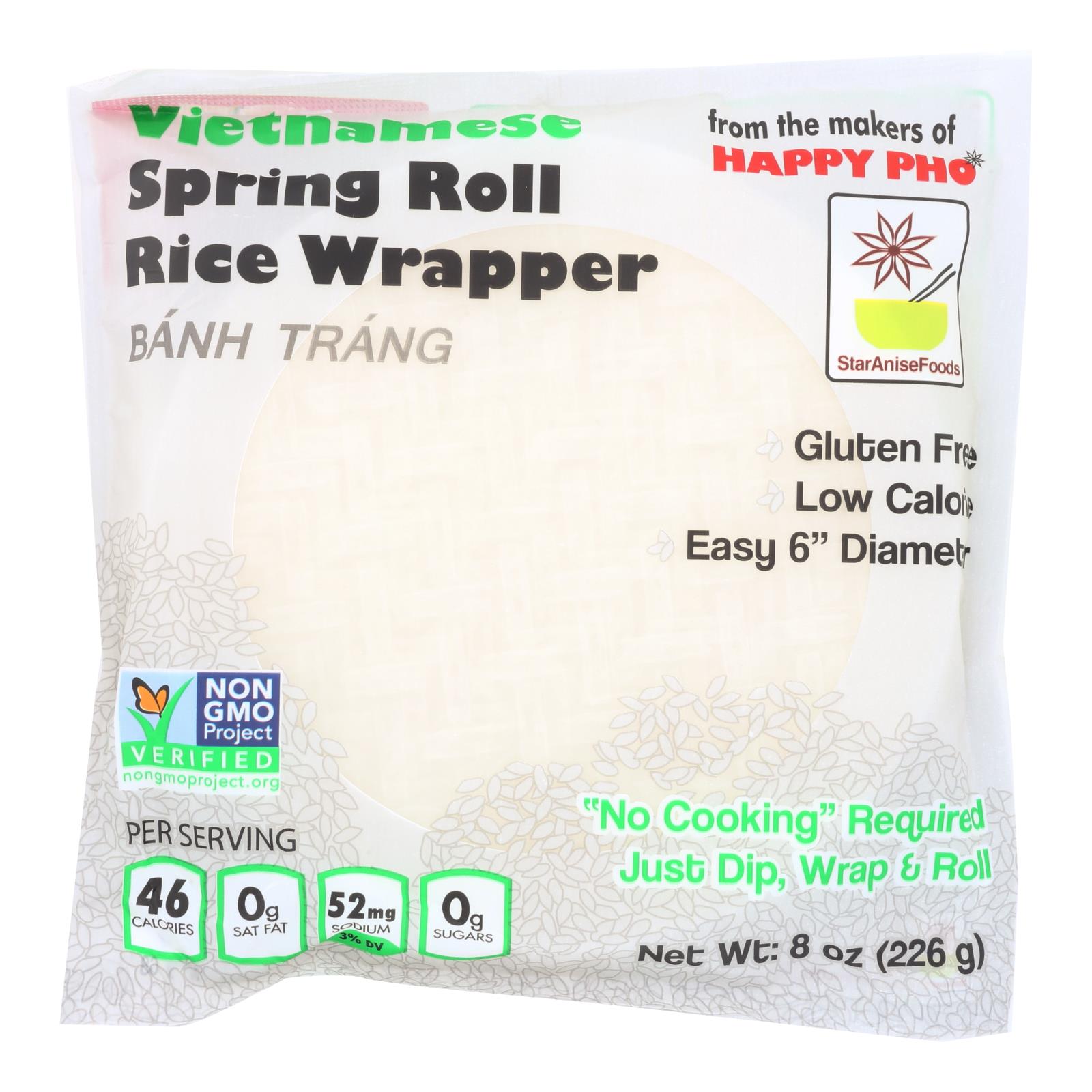 Star Anise Foods Vietnamese Spring Roll Rice Wrapper - Case Of 12 - 8 Oz - Maras Green