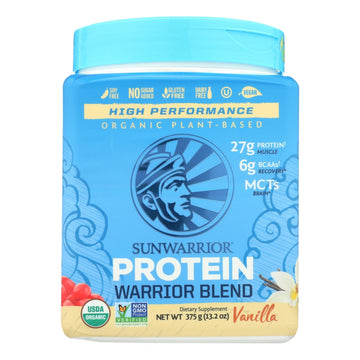 Sunwarrior Warrior Vanilla Blend Pea, Hemp Seed & Goji Berry Blended Protein - 1 Each - 375 Grm - Maras Green