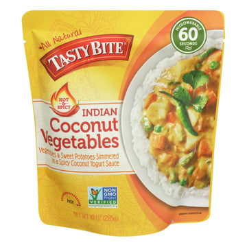 Tasty Bite Heat & Eat Indian Cuisine Entr?e - Hot & Spicy Coconut Vegetables - Case Of 6 - 10 Oz - Maras Green
