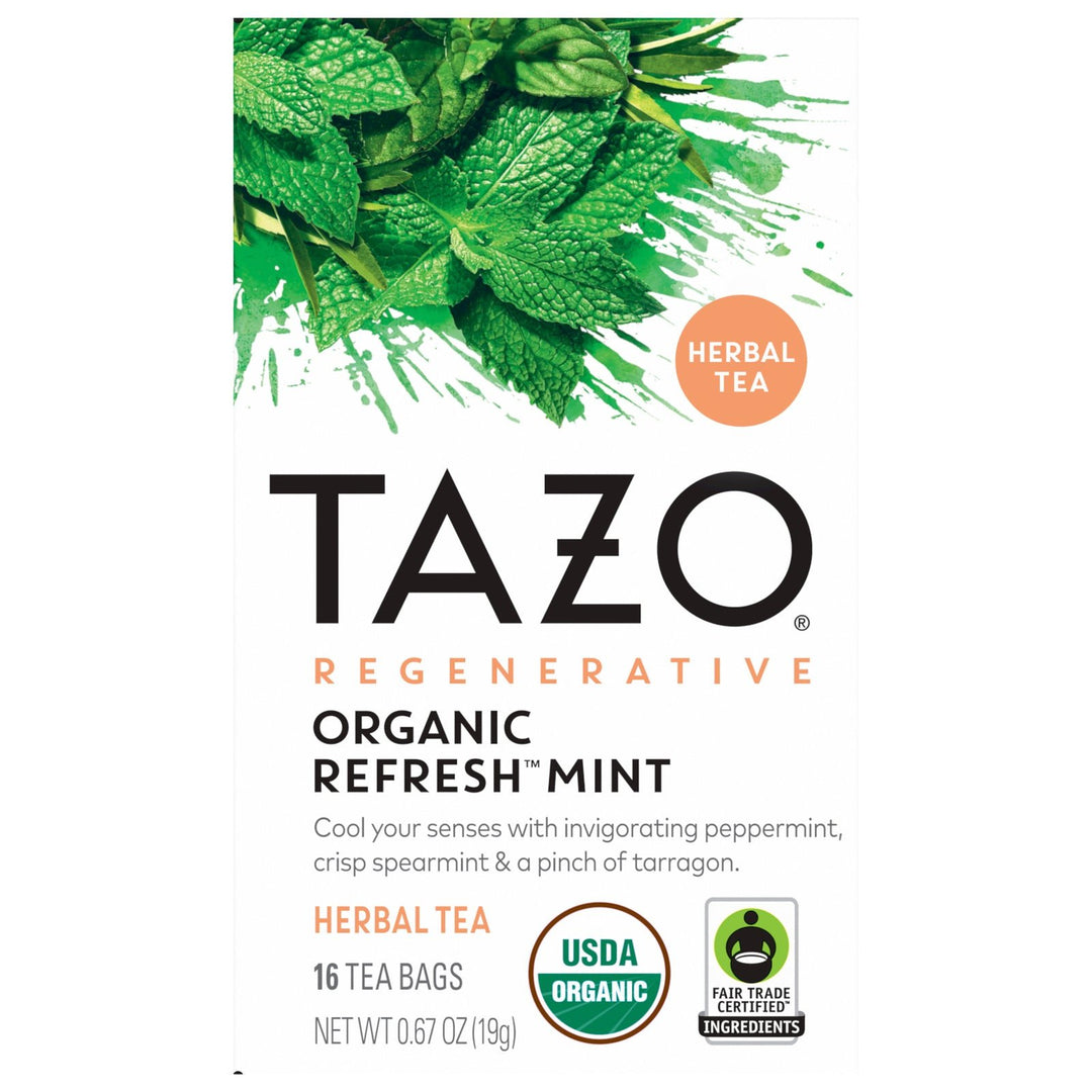 Tazo Tea - Herbal Tea Organic Refresh Mint - Case Of 6 - 16 Bags - Maras Green