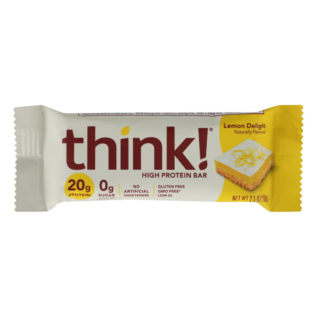 Think Products High Protein Bar - Lemon Delight - Case Of 10 - 2.1 Oz. - Maras Green