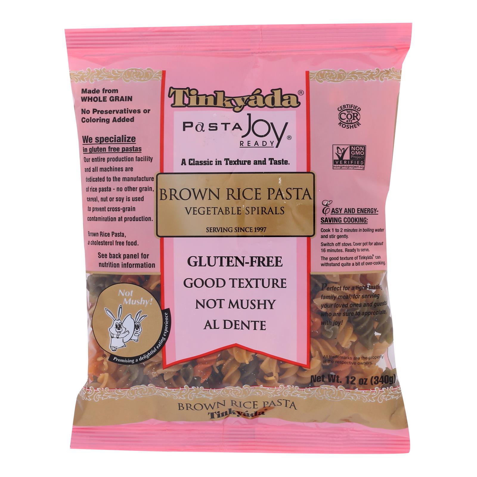 Tinkyada Brown Rice Pasta - Vegetable Spiral - Case Of 12 - 12 Oz - Maras Green