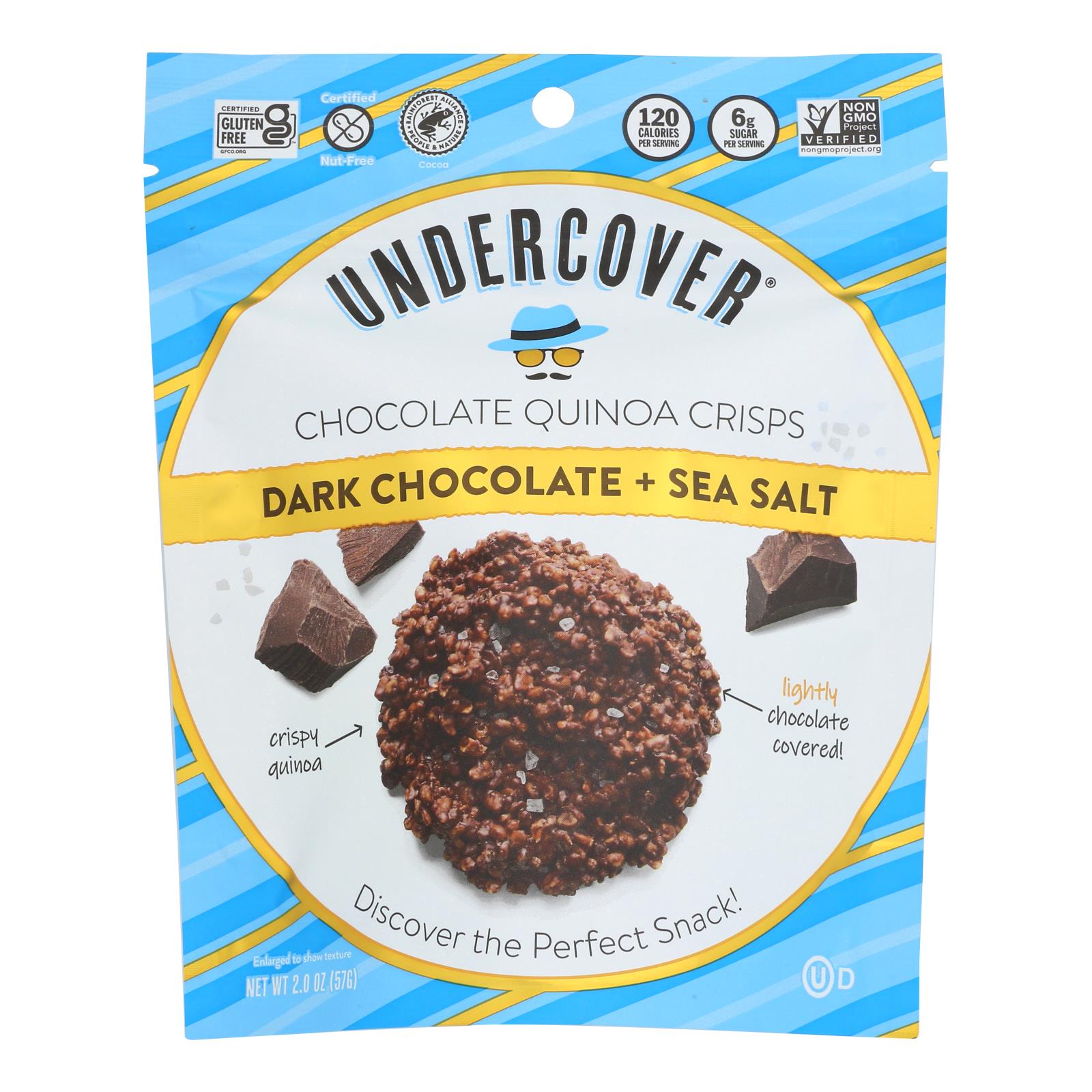 Undercover Quinoa Dark Chocolate + Sea Salt Crispy Quinoa Snack - Case Of 12 - 2 Oz - Maras Green