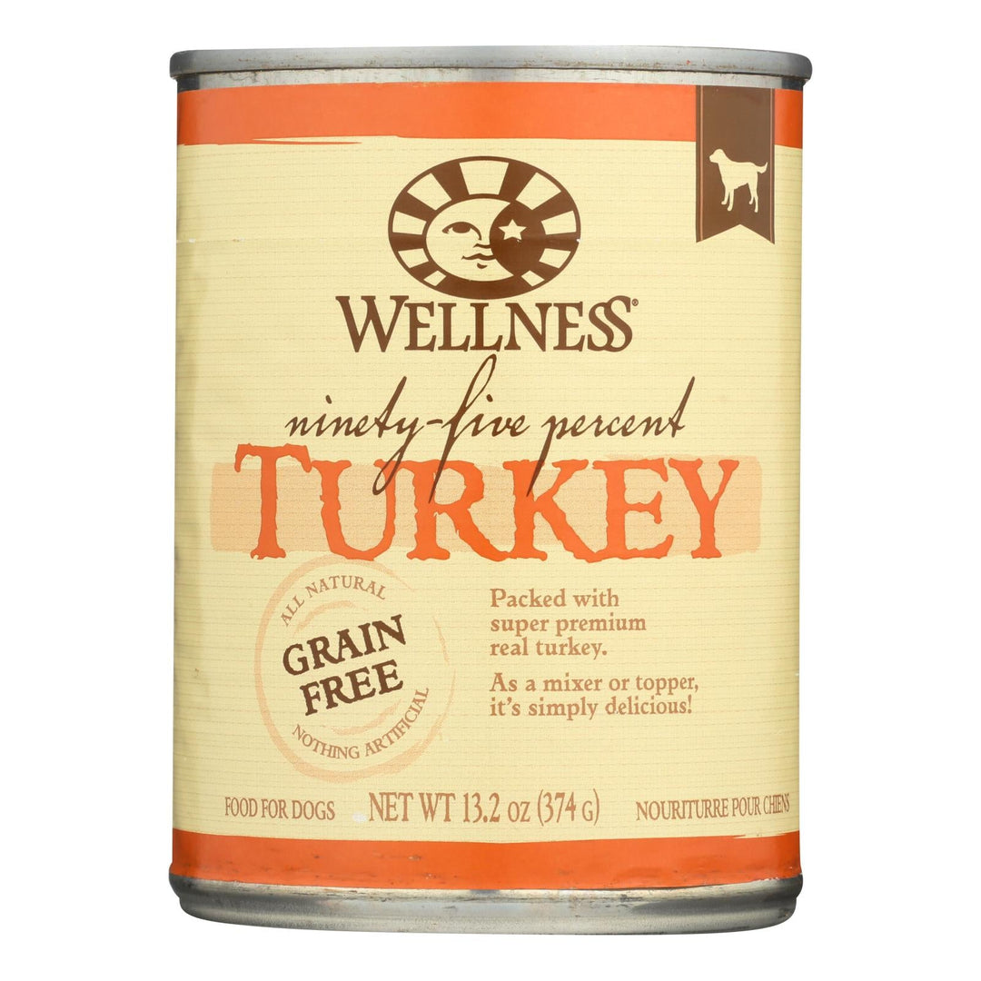 Wellness Pet Products Canned Dog Food - 95% Turkey - Case Of 12 - 13.2 Oz - Maras Green