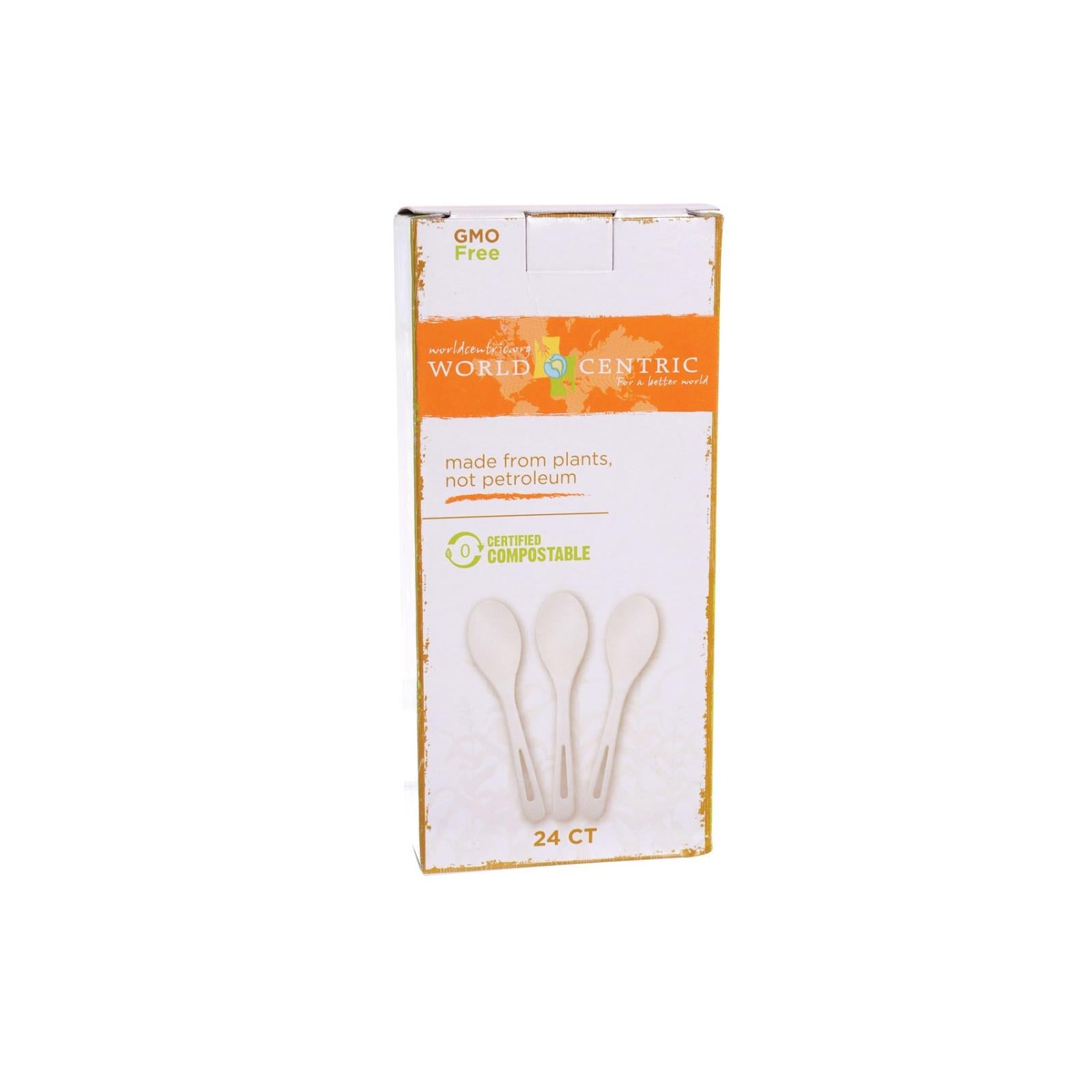 World Centric Cornstarch Compostable Spoon - Case Of 12 - 24 Count - Maras Green